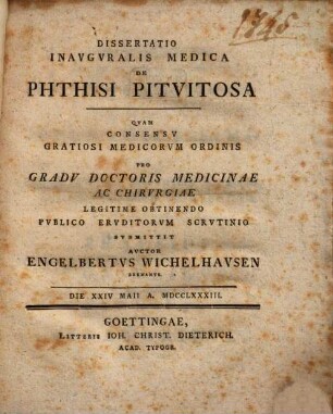 Dissertatio inauguralis medica de phthisi pituitosa