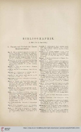 Bibliographie (1. März bis 1. Juni 1881)