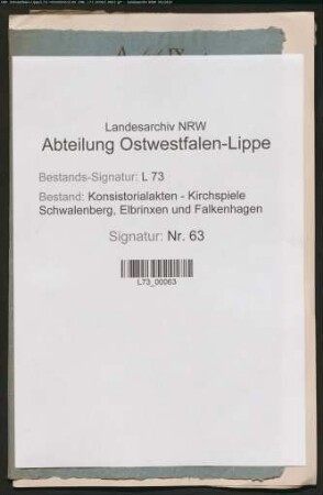 Pfarrrechte, Amtshandlungen [siehe auch Nr. 73 (1706)]