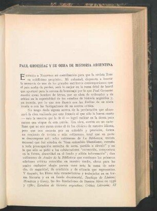 Paul Groussac y su obra de historia argentina