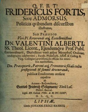 Fridericus Fortis, Sive Admorsus