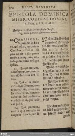 Epistola Dominica Misericordias Domini, 1. Petr. 2. à v. 21-ult.