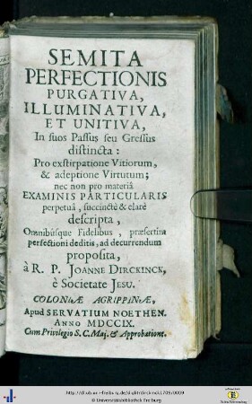 Semita Perfectionis Purgativa, Illuminativa, Et Unitiva : In suos Passus seu Gressus distincta ...