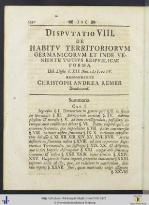 Disputatio VIII.