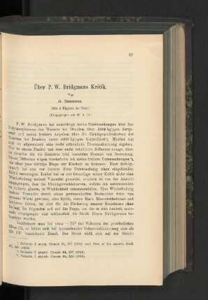 Über P. W. Bridgmans Kritik.