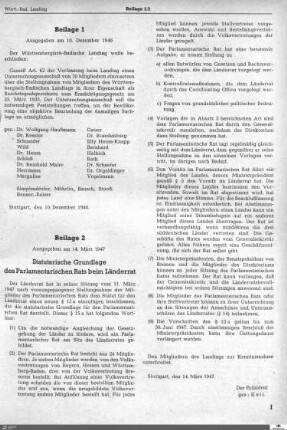 Landtag Württemberg-Baden, 1946-1950, Beilagen 1-254