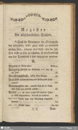 Register der abgehandelten Sachen