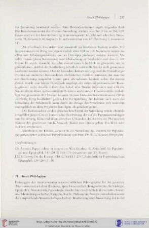 21. Année Philologique
