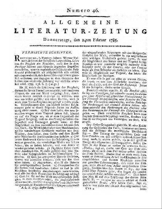 Berlinische Monatsschrift. Januar. Hrsg. v. J. E. Biester und F. Gedike. Berlin: Haude & Spener 1785