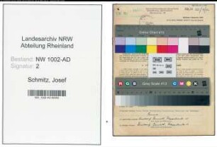 Entnazifizierung Josef Schmitz, geb. 02.06.1909 (Stadtinspektor)