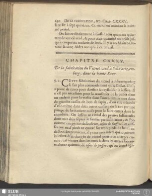 Chapitre CXXXV. De la fabrication du Vitriol verd à Schwartzemberg, dans la haute Saxe