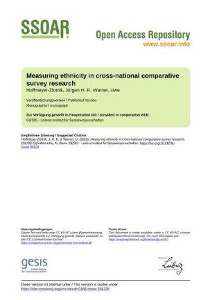 Measuring ethnicity in cross-national comparative survey research