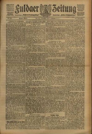 Erste Ausgabe vom Samstag, den 07. Oktober 1911.