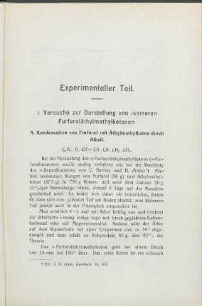 1. Versuche zur Darstellung von isomeren Furfuraläthylmethylketonen.