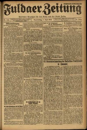 Erste Ausgabe vom Donnerstag, den 04. September 1924.