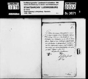 Gesuche des Webers Johann Franz Leiser, geb. 07.10.1787 in Oberwittstadt (Baden), um Aufnahme in das württ. Staatsbürgerrecht zwecks bürgerlicher Niederlassung in Untergriesheim