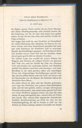 Auch ohne Richelieu Rede im Friedenssaal zu Münster i. W. 27. April 1954