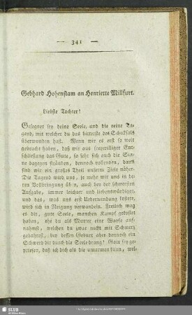 Gebhard Hohenstam an Henriette Millfurt