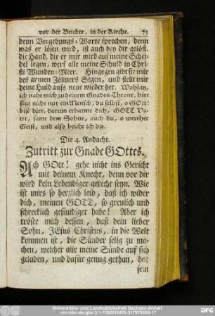 Die 4. Andacht. Zutritt zur Gnade Gottes.