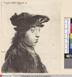 [Brustbild eines jungen Mannes; Bust of a young man, facing right]