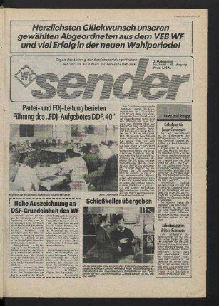 Betriebszeitung 'WF-Sender', Nr.19/1989 (2. Maiausgabe 1989)