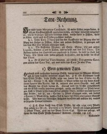 Tara-Rechnung.