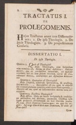 Tractatus I. De Prolegomenis.