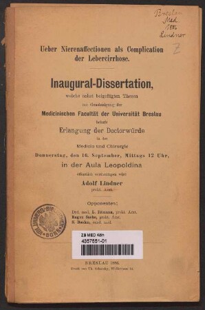 Ueber Nierenaffectionen als Complication der Lebercirrhose