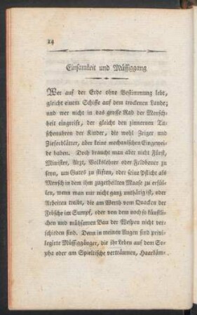 Einsamkeit und Müssiggang