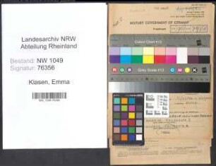 Entnazifizierung Emma Klasen , geb. 11.02.1889 (Lehrerin)