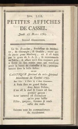 No LIII (Jeudi 17 Mars 1785)