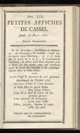 No LIII (Jeudi 17 Mars 1785)