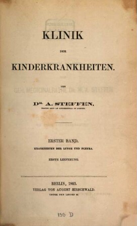 Klinik der Kinderkrankheiten, I