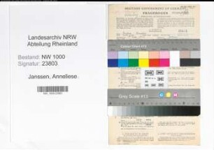 Entnazifizierung Anneliese Janssen, geb. 14.07.1910 (Angest.)