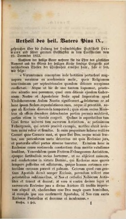 Adressen an den Hochwürdigsten Erzbischof Hermann von Freiburg : aus verschiedenen Theilen der Christenheit aus Anlaß des Badischen Kirchenstreits, 1