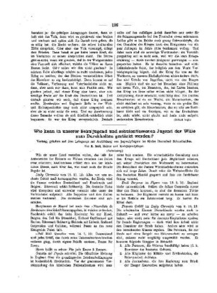 Wie kann in unserer Schuljugend und schulentlassenen Jugend der Wille zum Durchhalten gestärken werden? : (Fortsetzung)