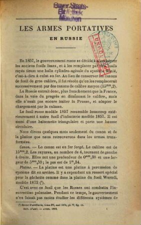 Revue d'artillerie. 6. 1875 = Année 3