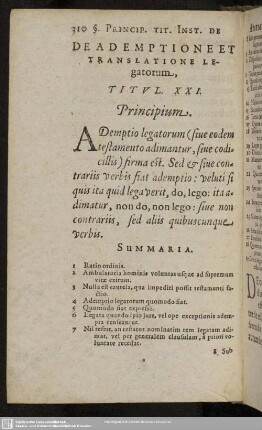 De Ademptione Et Translatione Legatorum, Titul. XXI