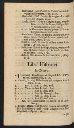 Libri Historici In Octavo