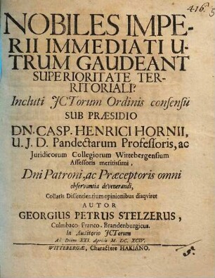 Nobiles Imperii immediati, utrum gaudeant superioritate territoriali?
