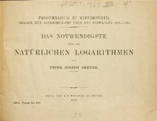 Das Notwendigste über die natürlichen Logarithmen