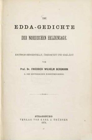 Die Eddagedichte der nordischen Heldensage
