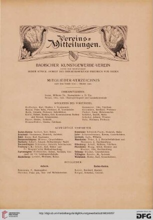 Vereinsmitteilungen des Badischen Kunstgewerbevereins / Mitgliederverzeichnis