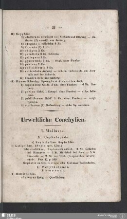 Urweltliche Conchylien
