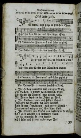 Aufmunterung zur Music. - Morgen Gesang. Das erste Lied. - Das IX. Gesang.