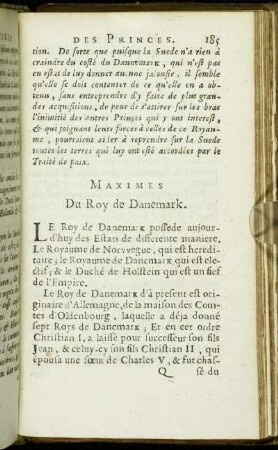 Maximes Du Roy de Danemark.
