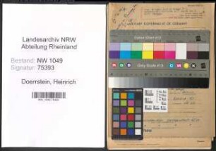 Entnazifizierung Heinrich Doerrstein , geb. 07.09.1912 (Inspektor)