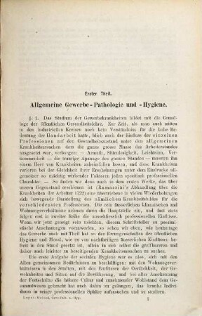 Allgemeine und specielle Gewerbe-Pathologie und Gewerbe-Hygiene