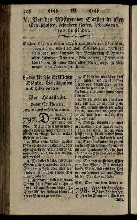 V. Von den Pflichten der Christen in allen Gesellschaften, besondern Zeiten, Lebensarten und Umständen.