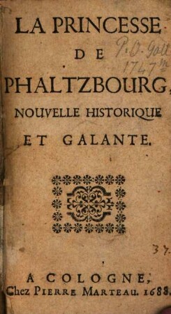 La Princesse De Phaltzbourg : Nouvelle Historique Et Galante